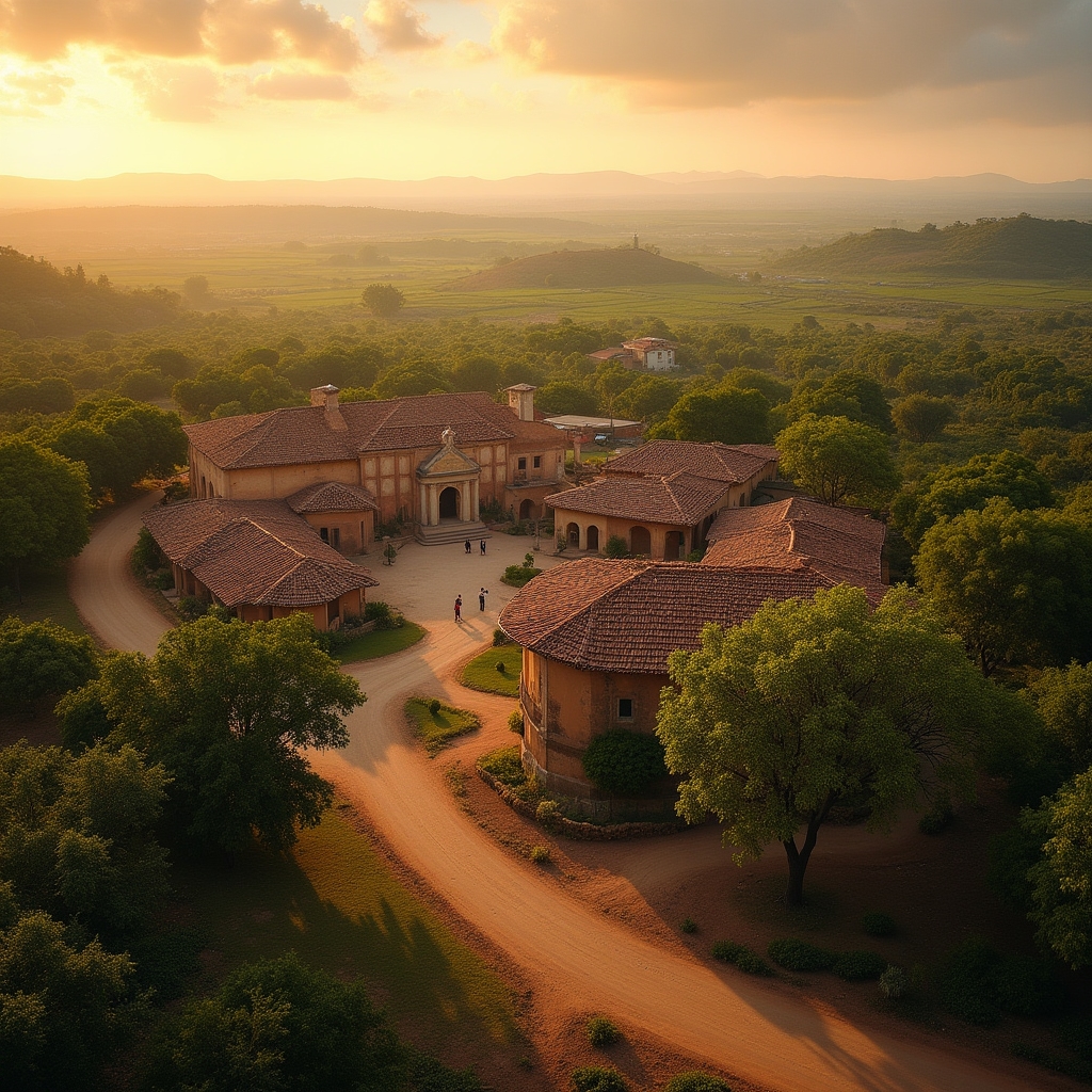 Rural community landscape in Veracruz Mexico showing traditional agrarian village and farmland